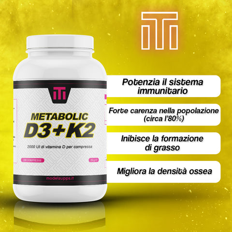 Metabolic D3 + K2 - 200 compresse da 2000 UI