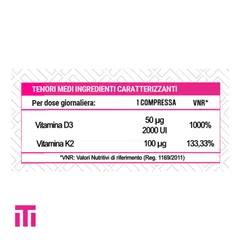 Metabolic D3 + K2 - 200 compresse da 2000 UI