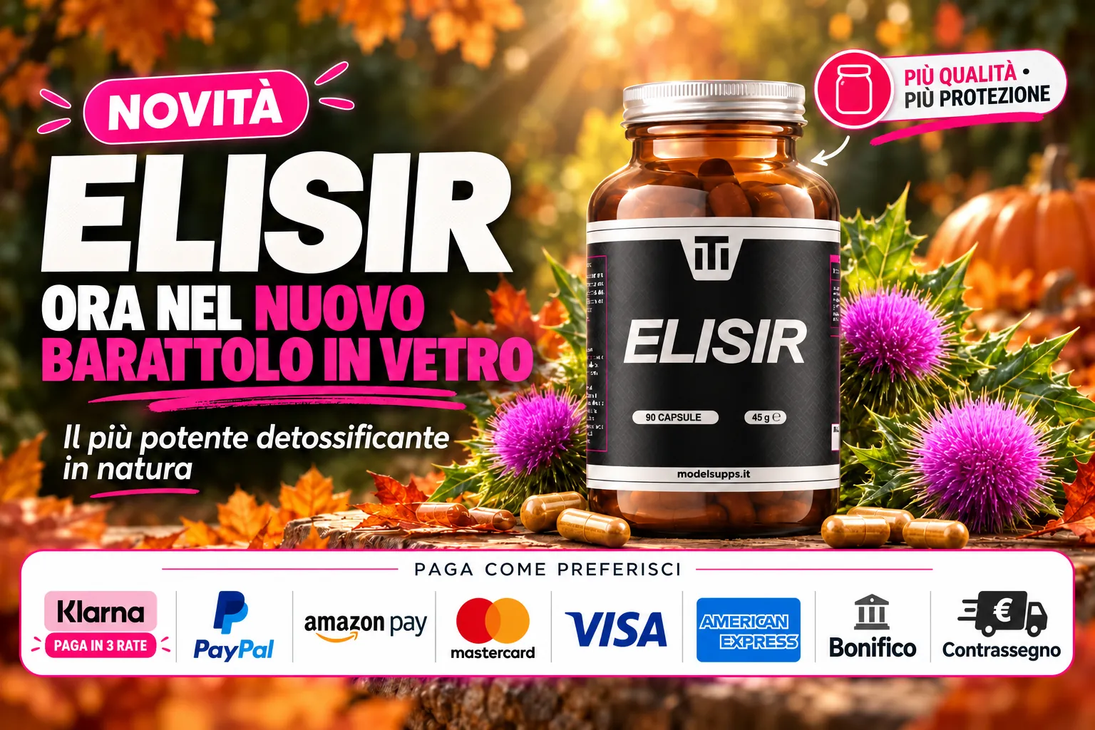Novità: Elisir ora nel nuovo barattolo in vetro