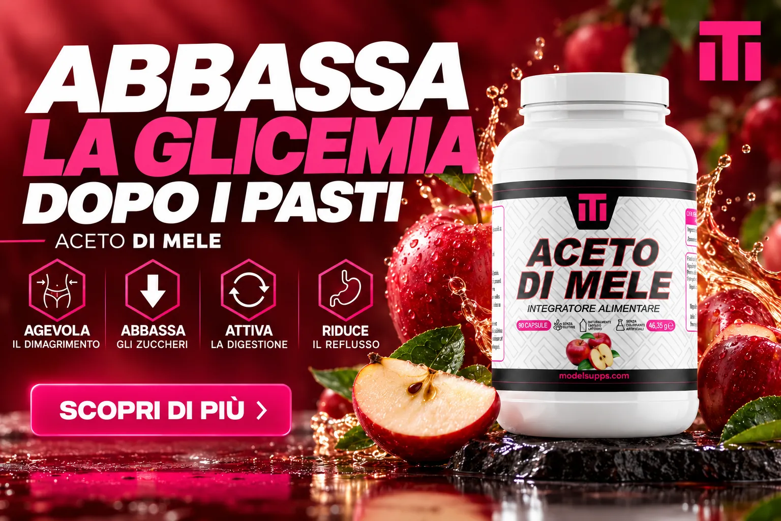 Aceto di Mele, abbassa la glicemia dopo i pasti